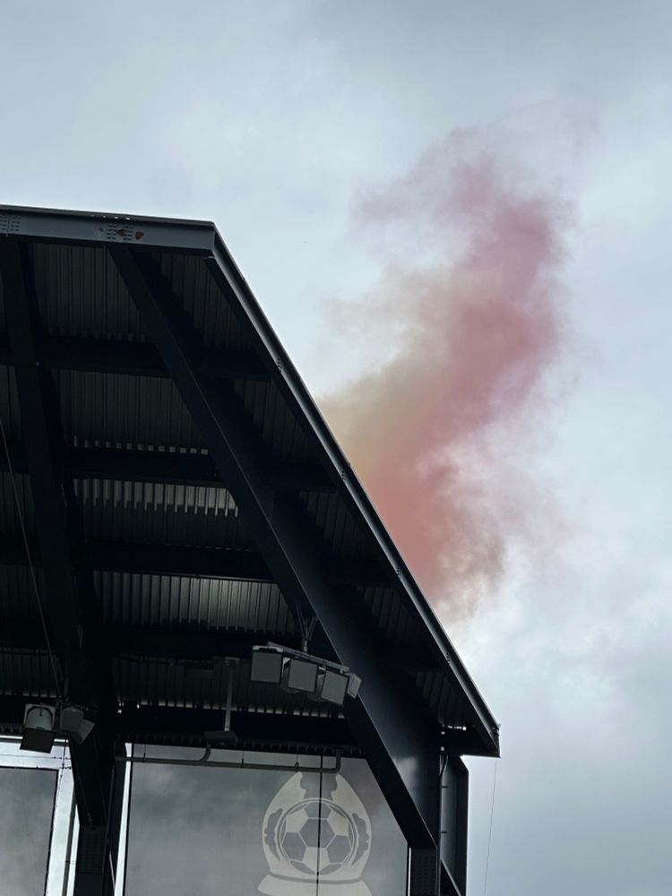 Audi Field colored Rainbow smoke from the roof