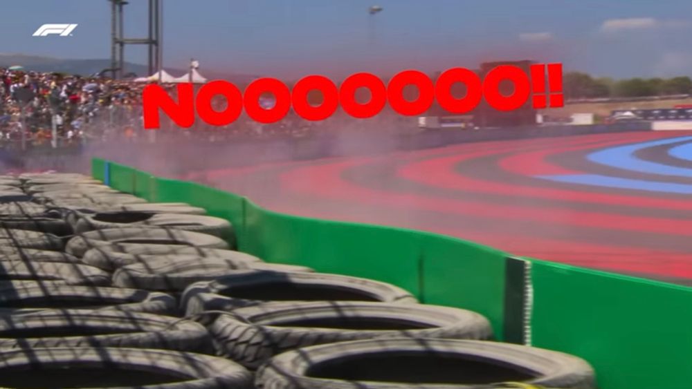 Charles Leclerc screaming NOOOOOO after crashing at the 2022 French GP