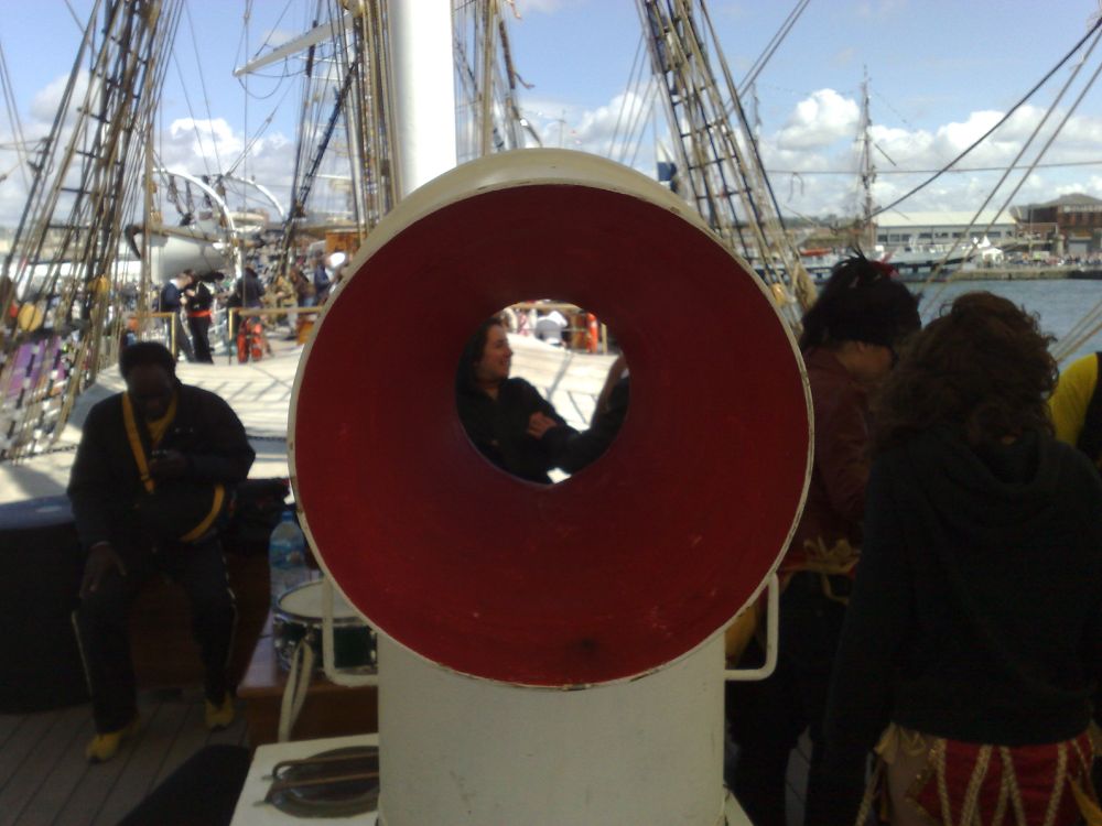 Onboard a sailing ship for a gig as part of the "Parade of Sail" in Liverpool.