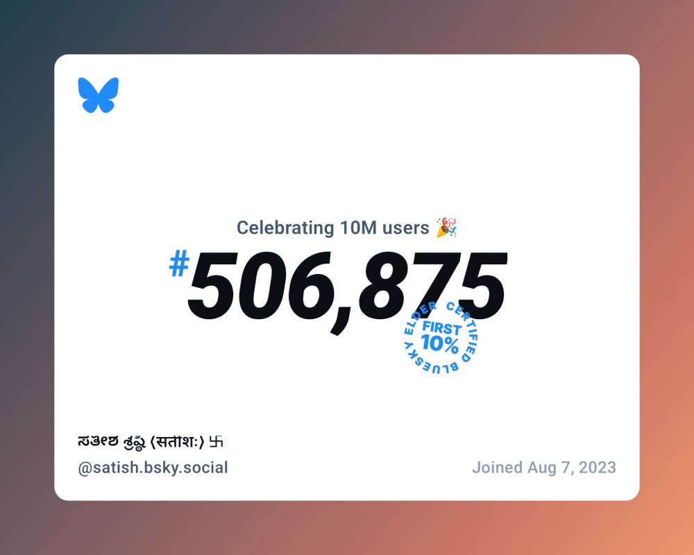 User 506,875 on BlueSky