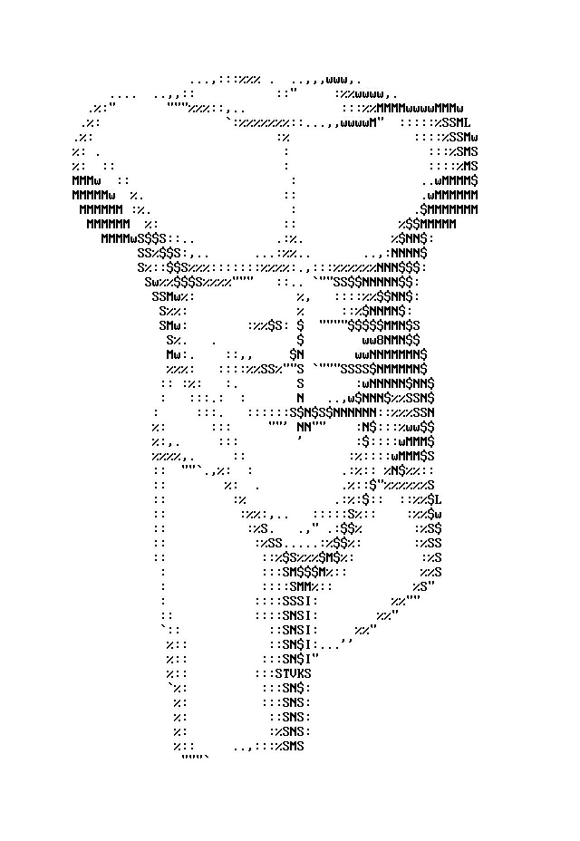 an ASCII art rendition of a human torso, from the neck to the upper thighs, with a muscular and masculine chest and abs, but with no external genitalia