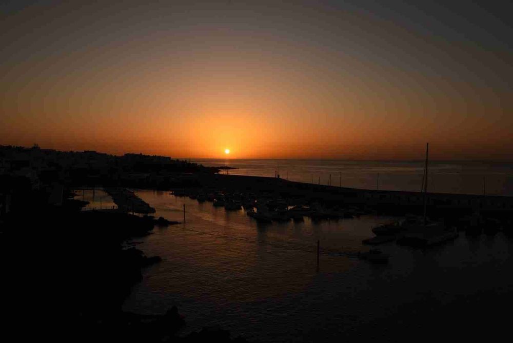 Sunrise in the harbour Old Town Lanzarote 