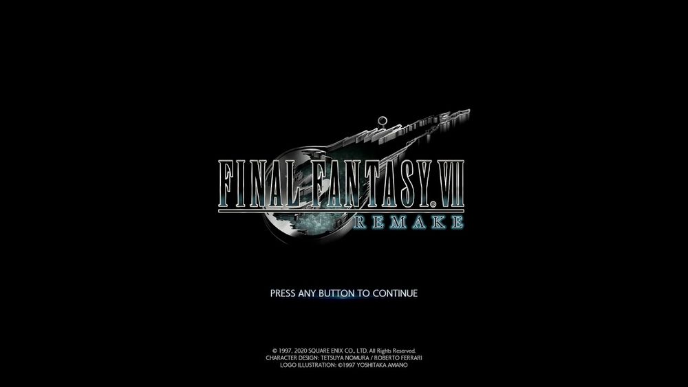 The title screen for Final Fantasy VII Remake