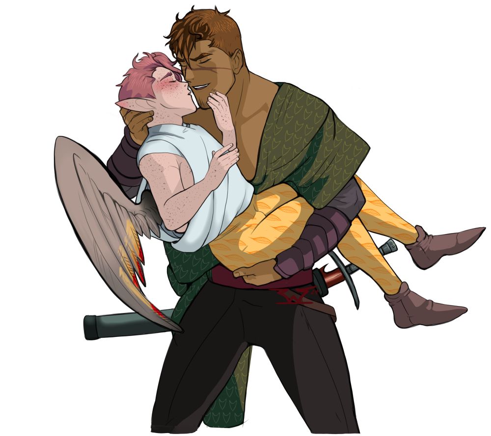 Two guys just smooching romantically. 