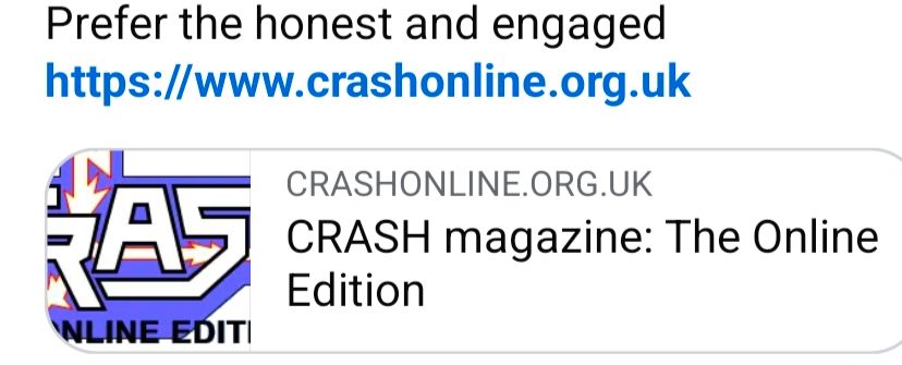 Facebook message: "Prefer the honest and engaged https://www.crashonline.org.uk"