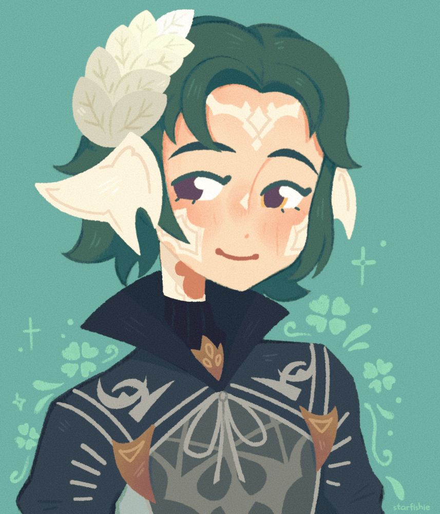 drawing of myka, ‪@lemonberryy's au ra character from ffxiv!