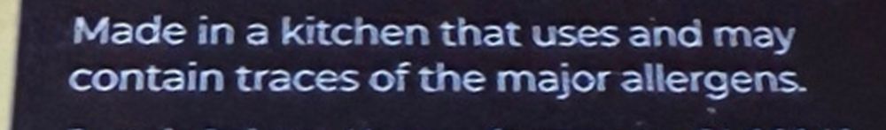 Made in a kitchen that uses and contains traces of the major allergens. 