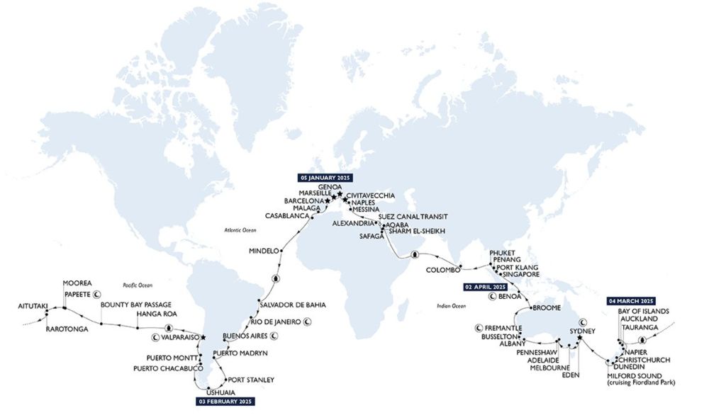 MSC Weltreise 2025: Routenänderung um Afrika anstelle des Roten Meeres - HafenLiebe Live