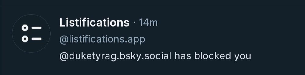 A bluesky DM from Listifications saying 