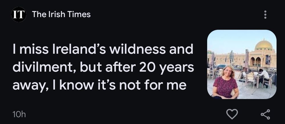 The usual bullshit Irish Times headline from ex-pats: I miss Ireland’s wildness and divilment, but after 20 years away, I know it’s not for me