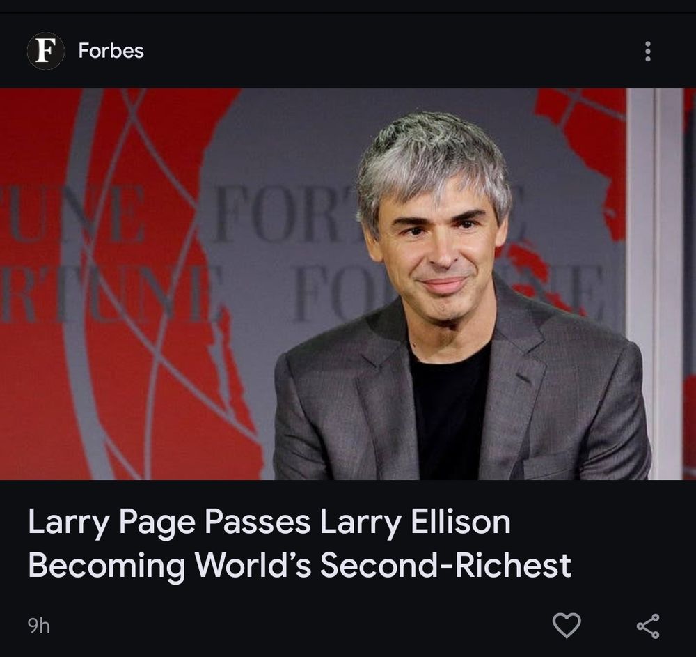 Larry Page Becomes No. 2 Richest—Bumping Larry Ellison