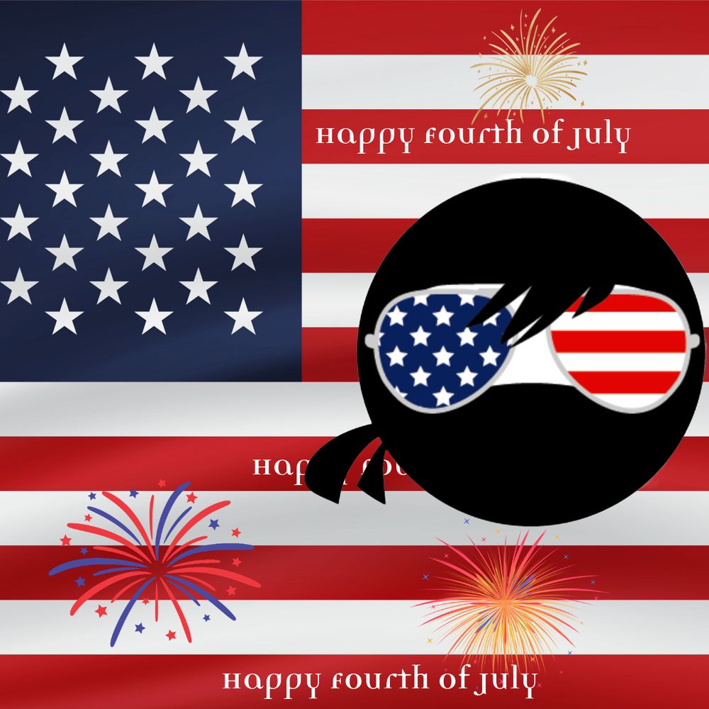 An over-the-top graphic that says Happy Fourth of July. 