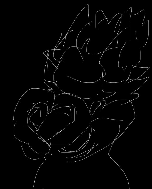 A picture of my oni persona, Shadowblade making a heart sign.