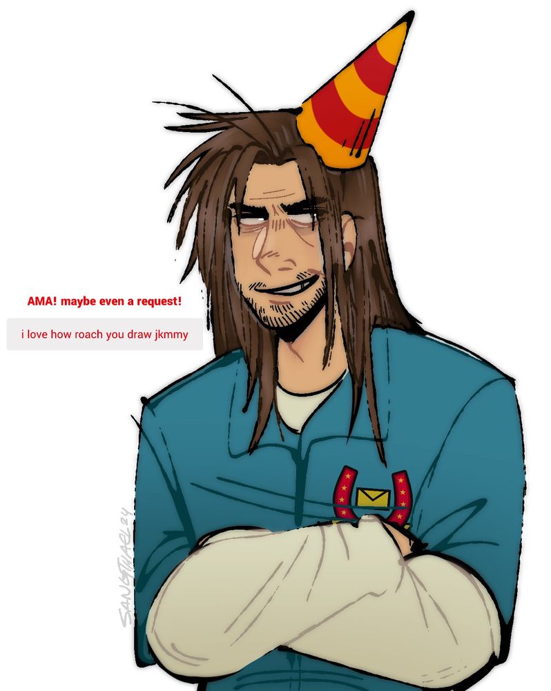 ANON from strawpage: i love how roach you draw jimmy
art is of jimmy in his gay little birthday hat
