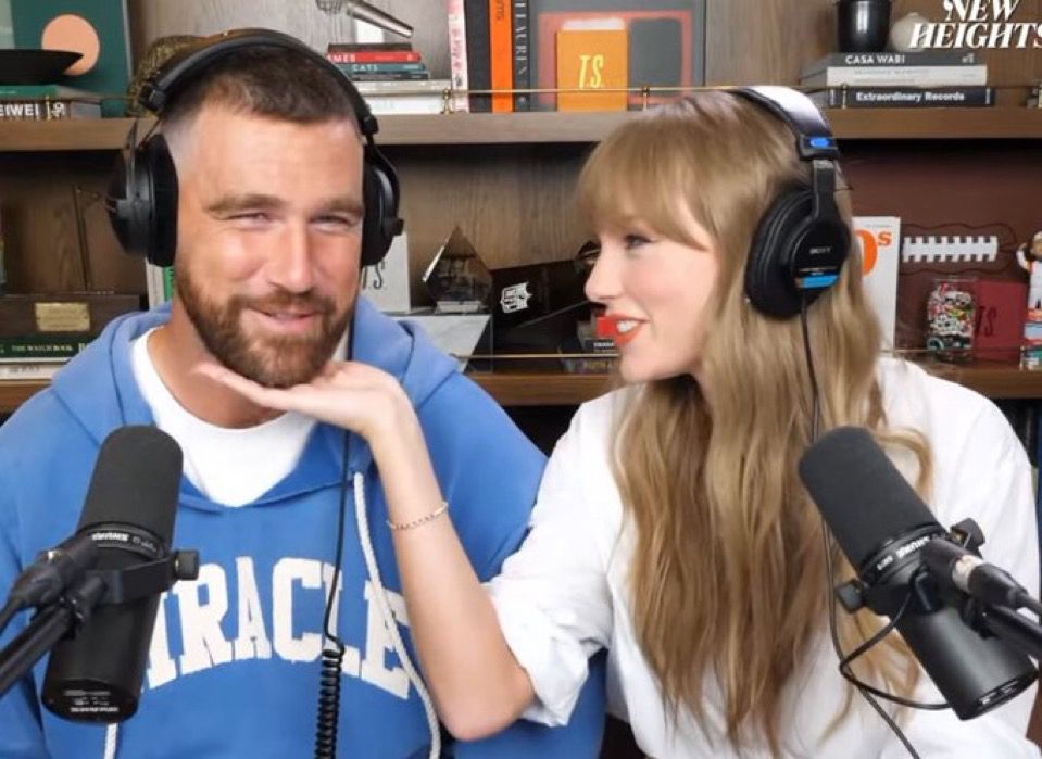 Taylor Swift and Travis Kelce on New Heights 