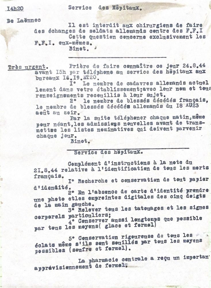 Carnets de rapports de la direction de l’hôpital Necker (1943-1945) (Archives de l’AP-HP, 641/W/126)
