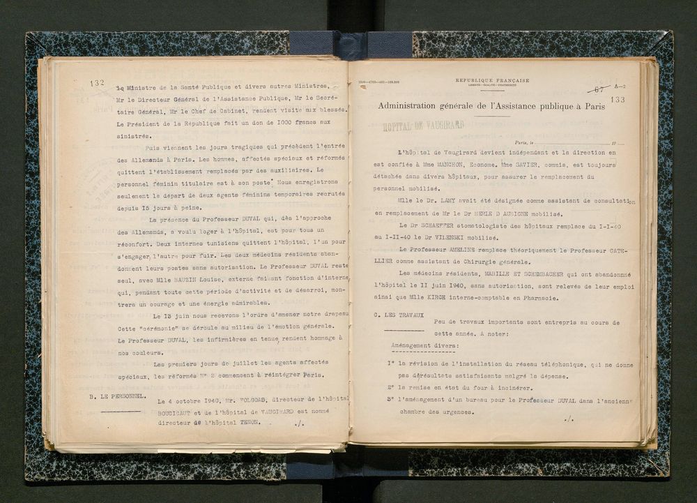 Rapport d’activité de l’hôpital Vaugirard pour l’année 1940 (Archives de l’AP-HP, D/332).