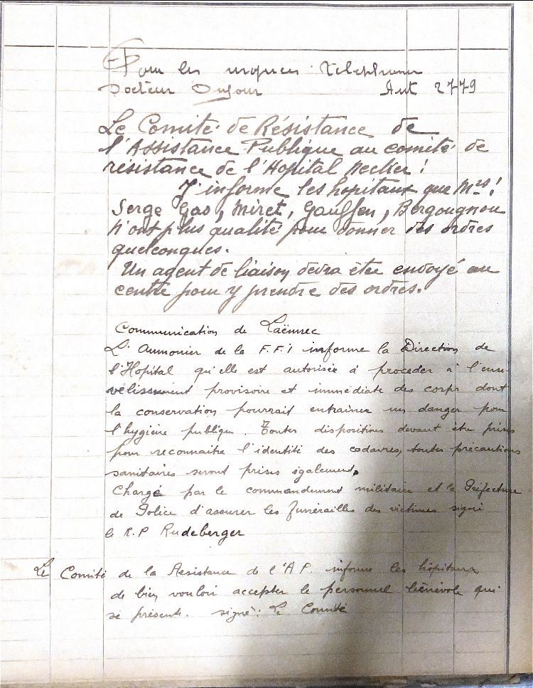 Carnets de rapports de la direction de l’hôpital Necker (1943-1945) (Archives de l’AP-HP, 641/W/126)