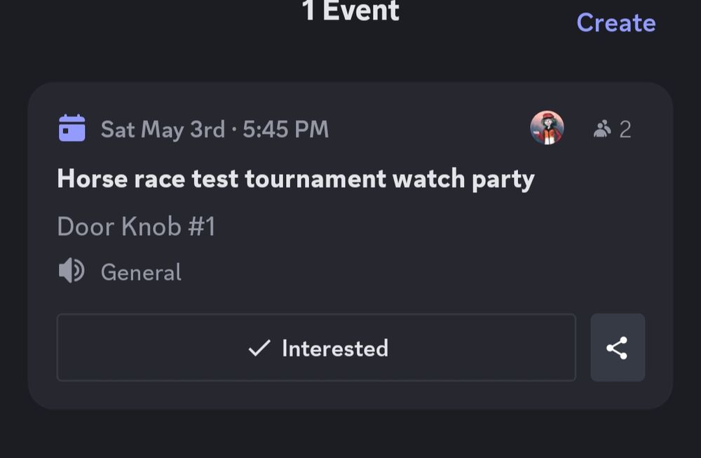 Horse race test tournament watch party discord event