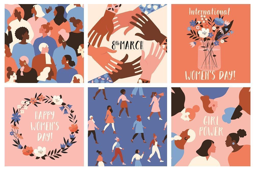 Image is 6 square panels of women of all races and faiths, with phrases of “8th March,” “International Women’s Day,” Happy Women’s Day,” and “Girl Power” in four of the panels. Celebrate International Women’s Day with DSDR! Explore studies involving women from around the globe. Search for the term “women” on the DSDR website to see studies with data from 33 countries: link to studies provided