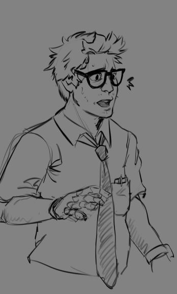 A sketch of Dwight Fairfield from Dead by Daylight looking shocked at something off screen.