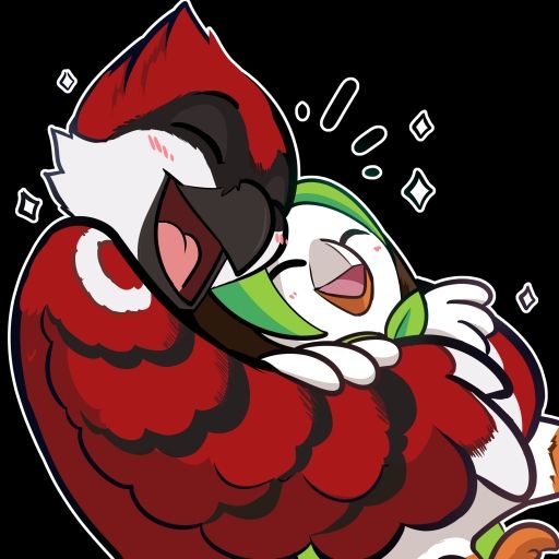 My red blue jay Cheshire hugging Dartrix. 