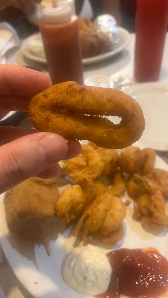 A toroidal hush puppy. It looks like an onion ring, but it was, in fact, a hush puppy.