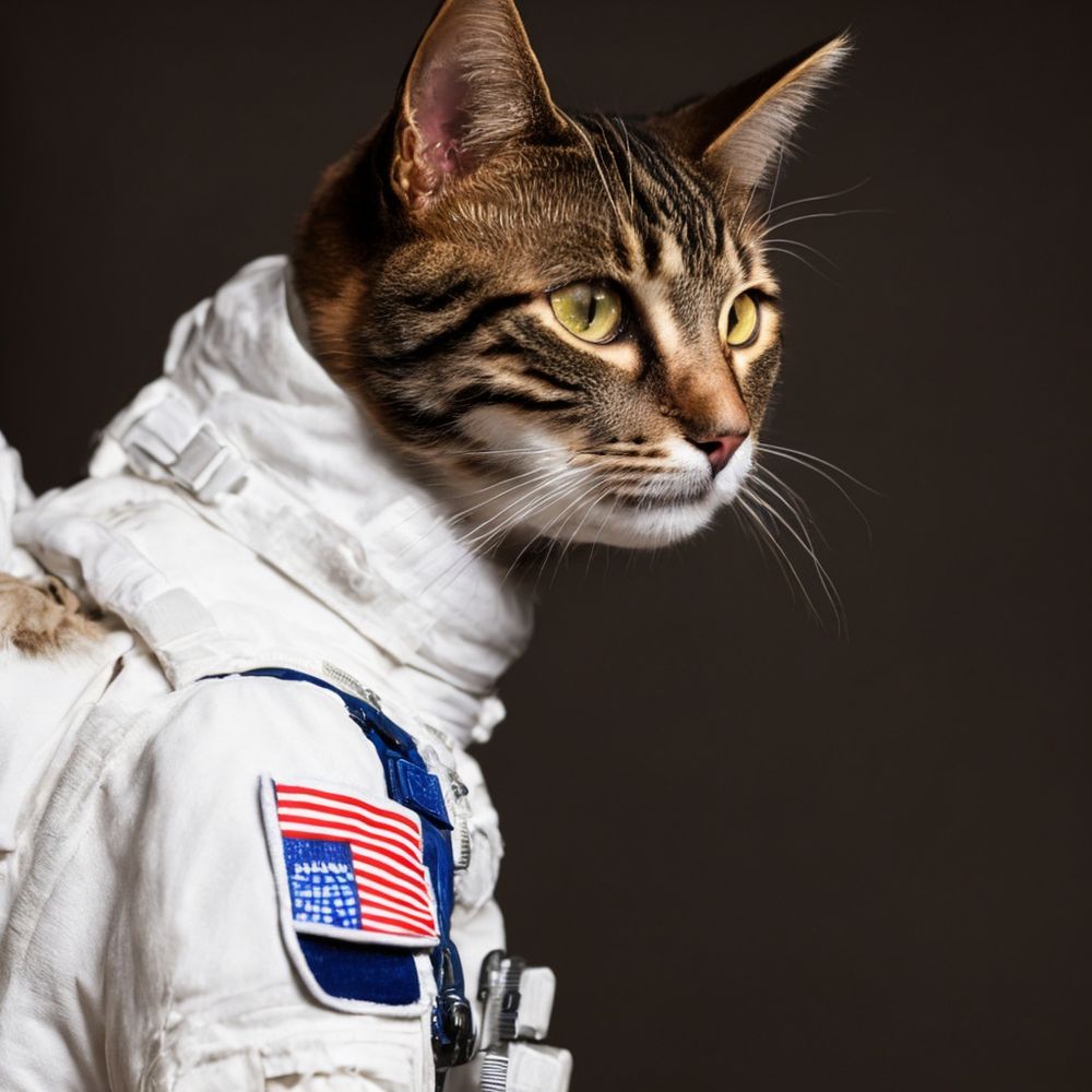 AI generated image of a cat wearing a space suit.