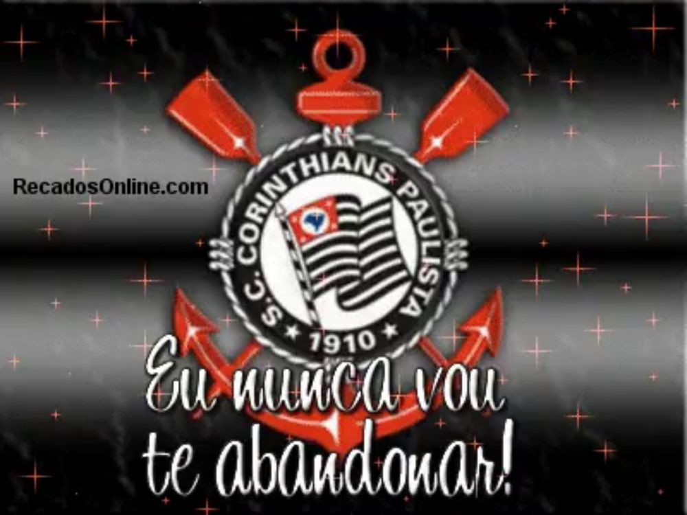 a corinthians logo with the words eu nunca vou te abandonar written below it