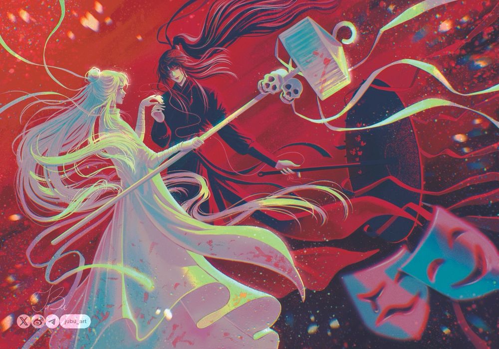 Xie Lian as White calamity with Wu Ming