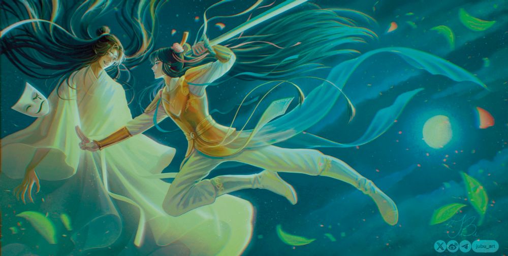 Xie Lian fighting with White Calamity