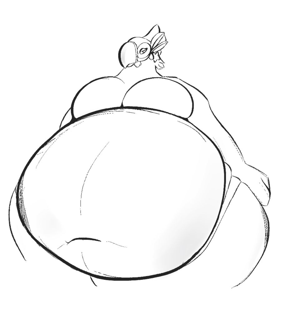 A very fat Kass from botw wearing very tight underwear