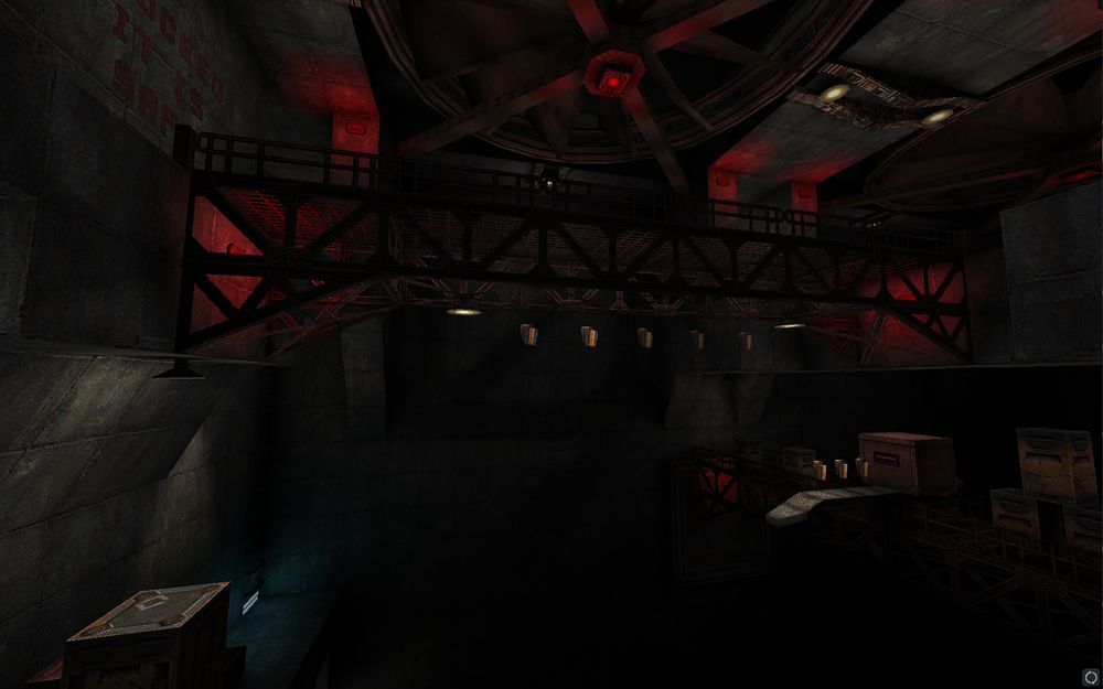 Devious puzzle involving a fan, a bridge and a dark void below. Floating armor shards are pointing the way...