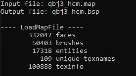 Compiler displaying stats from my Quake Brutalist Jam 3 map. 50403 brushes is a big number.