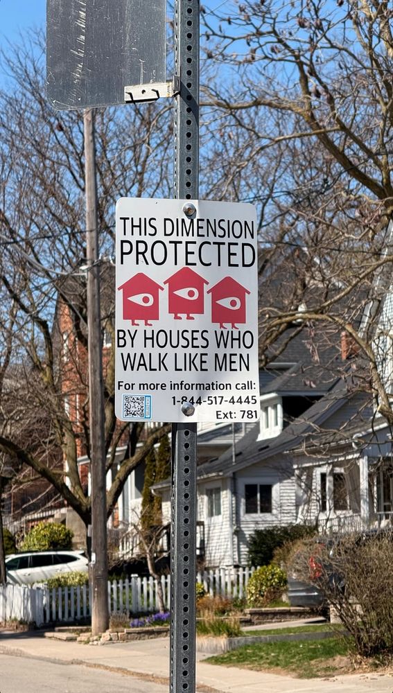 What looks like a neighbourhood watch sign warning of the unusual protection found in the area.