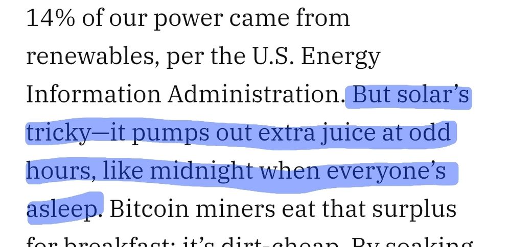 Quote from the article: "But solar's tricky - it pumps out extra juice at odd hours, like midnight when everyone's asleep."