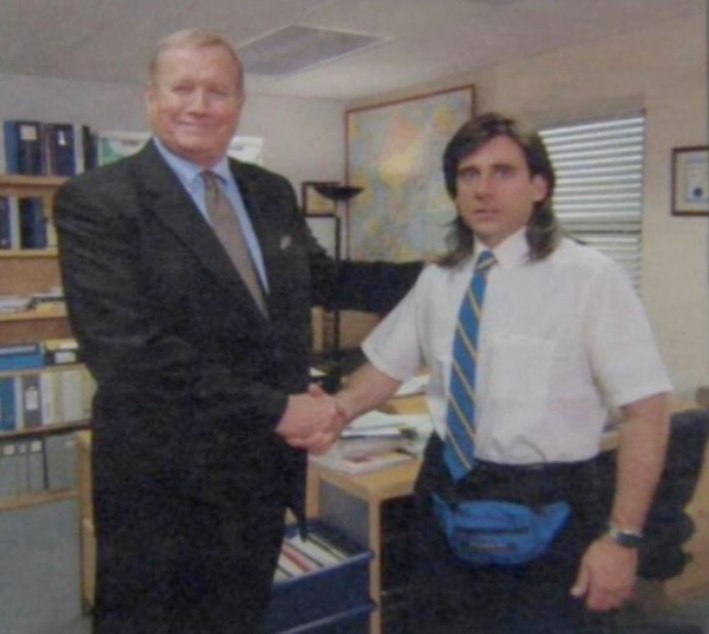 young michael scott shaking ed truck's hand meme