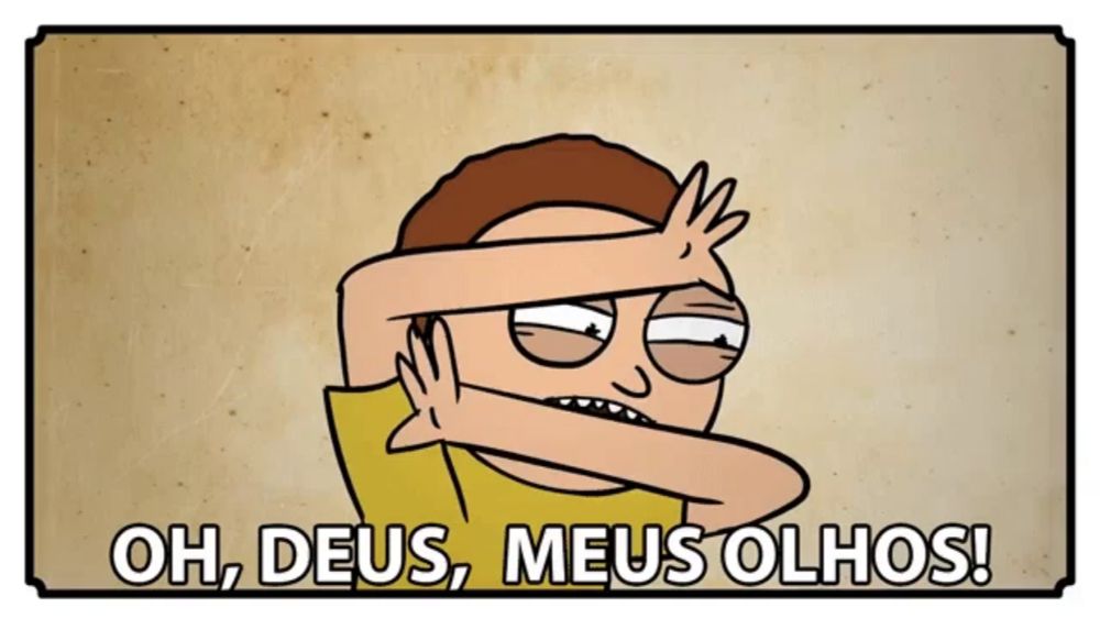 a cartoon of a man covering his eyes with his hand and the words oh deus meus olhos