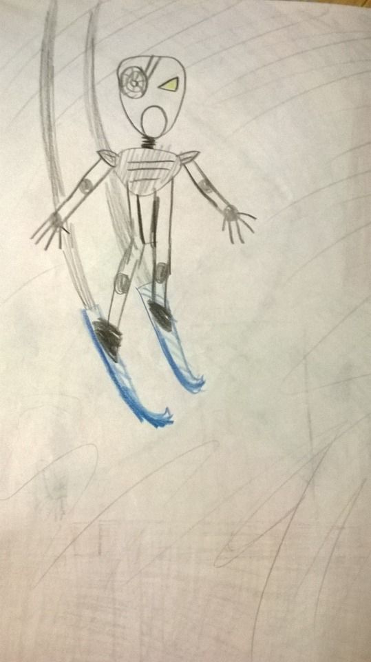 rudimentary child's drawing of toa kopaka skiing