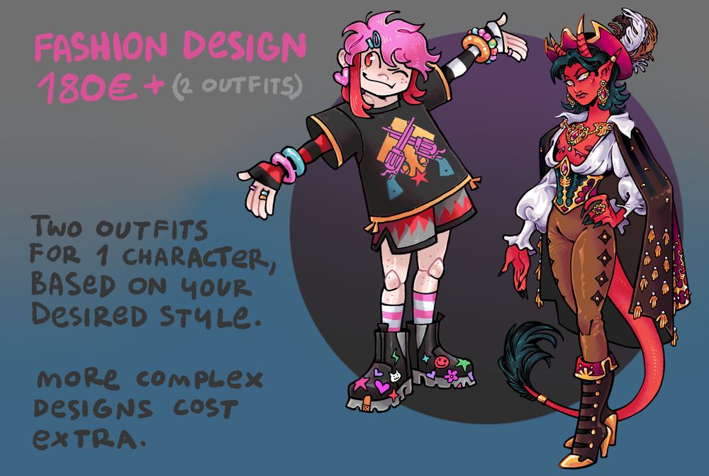 Fashion design (2 outfits): 180€