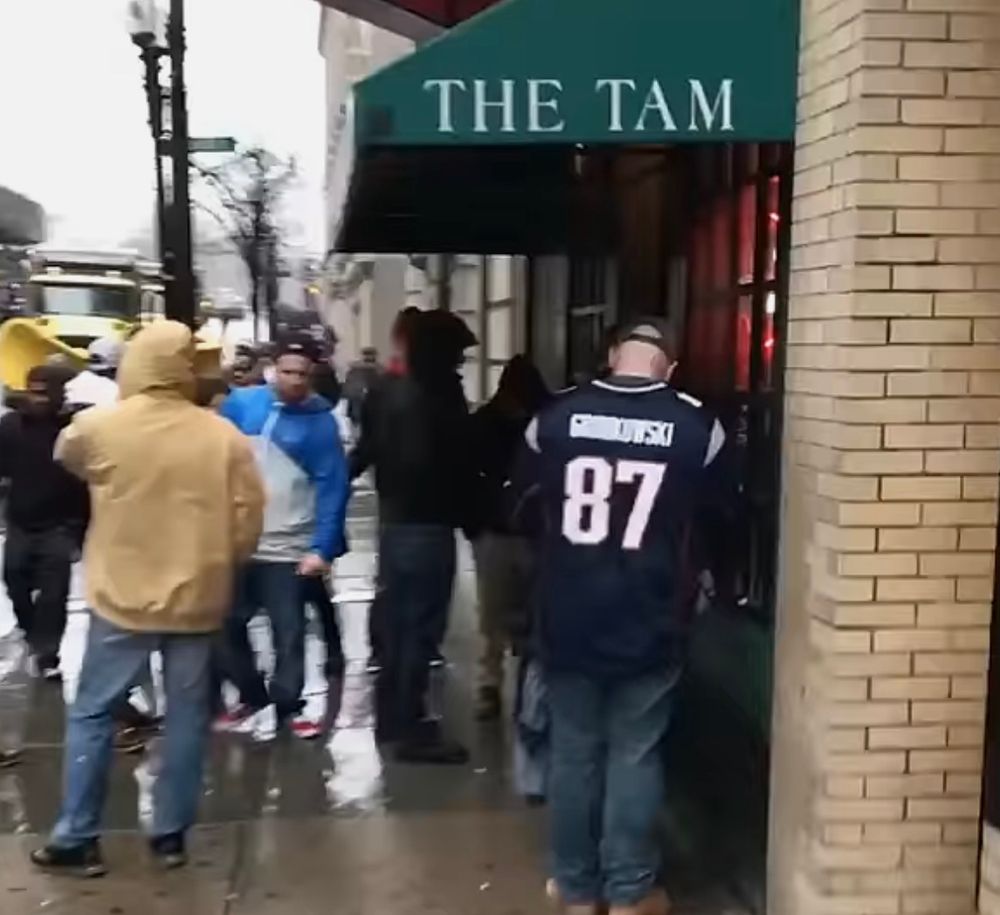 Boston guy clocking a loser outside a bar on st Patrick’s day