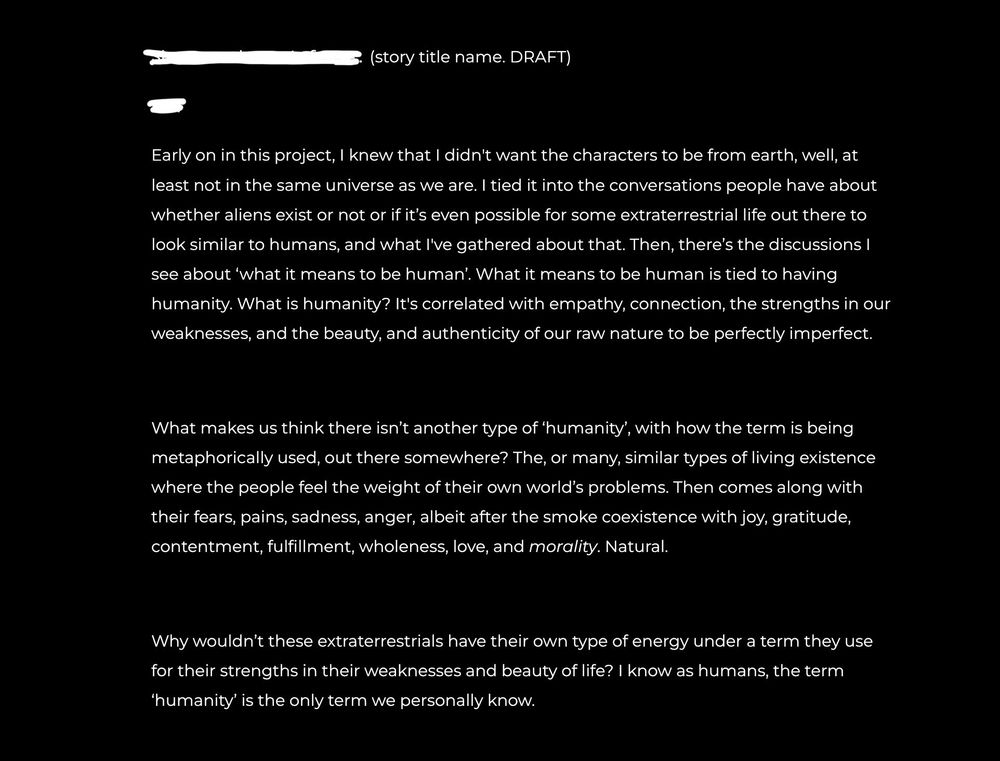 Screenshot of my writing.