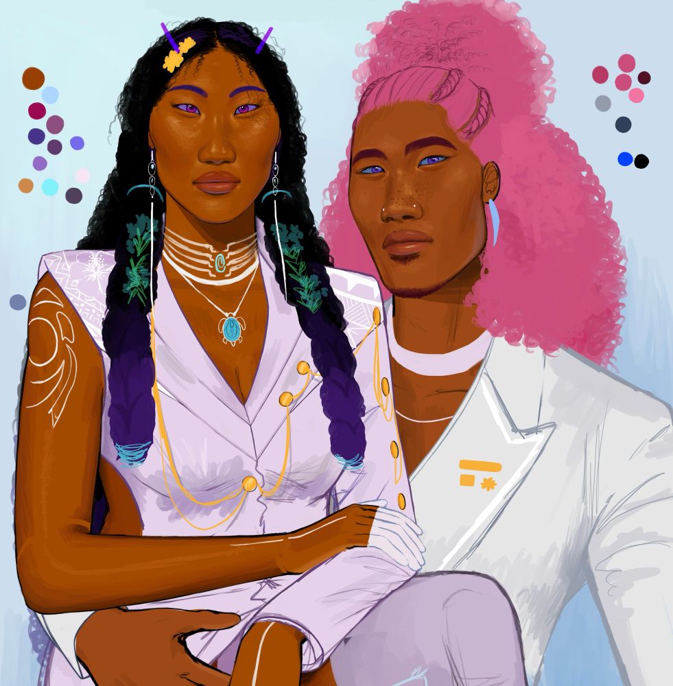 wip of an uluwehi & sione painting 