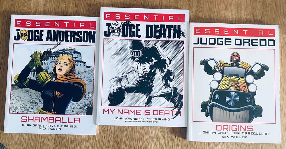 Graphic novels of essential Judges Anderson, Death and Dredd. 