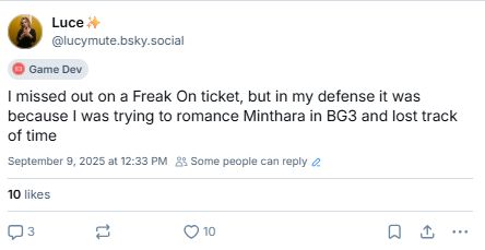 me missing out on tickets for Freak on bc i am horny for Minthara