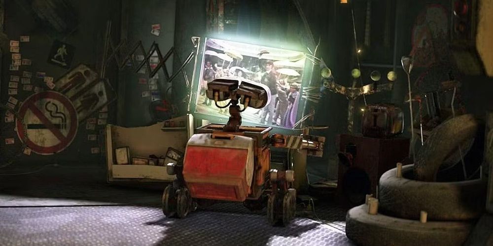 Wall-E watches 'Hello Dolly' in his eponymous movie.