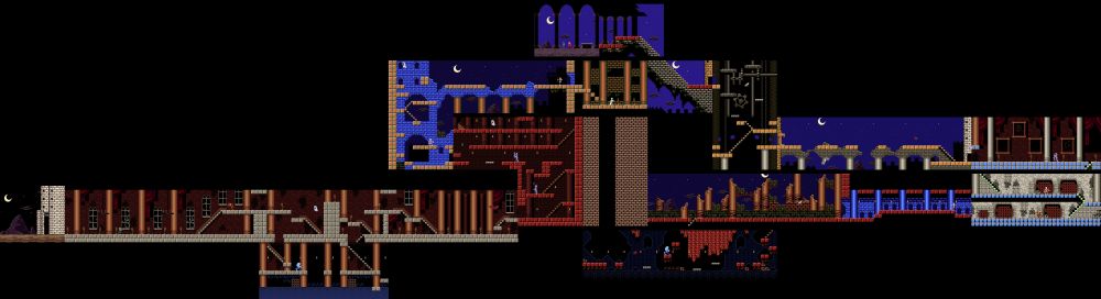 A map heavily inspired by Castlevania on the NES; the line between 'homage' and 'ripoff' has perhaps been crossed