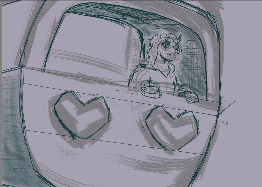 A digital sketch of Noelle (Deltarune) alone, gazing at somewhere while in the ferry wheel.