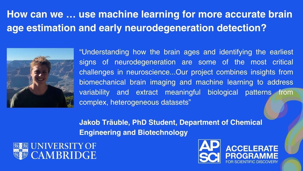 How can we... use machine learning for more accurate brain age estimation and early neurodegeneration detection? Includes photo of Jakob Trauble, PhD Student in the Department of Chemical Engineering and Biotechnology. Read the blog post to find out more.