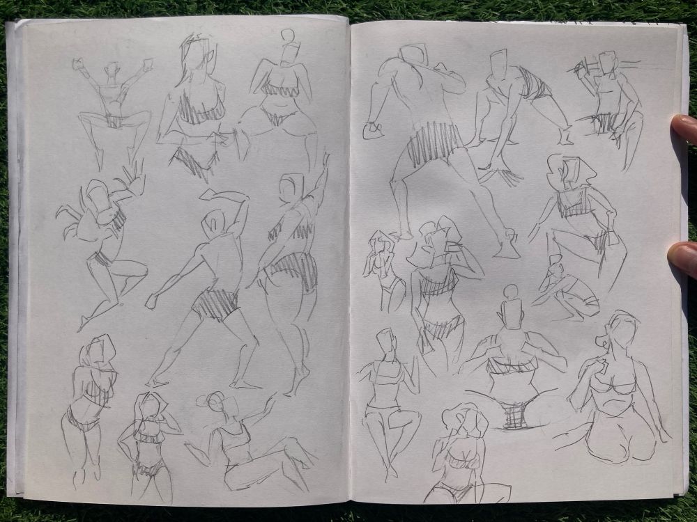 Quick gesture drawings of figures in different poses. Image 4 of 4.